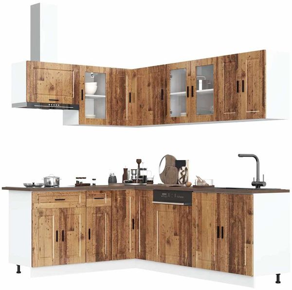 vidaXL 11-tlg. Küchenschrank-Set Porto Altholz-Optik Holzwerkstoff 3314909