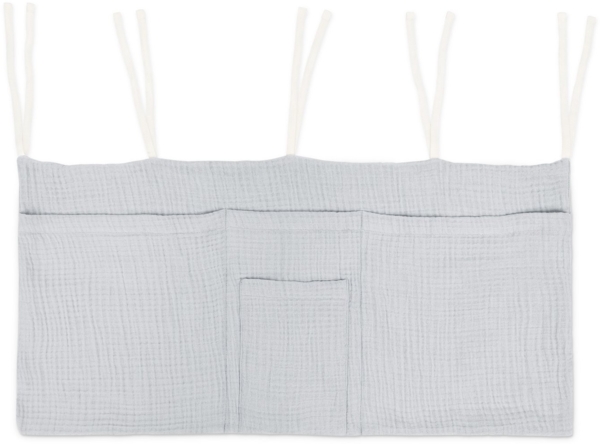 Ehrenkind Hängeaufbewahrung Bett Organizer, Praktische Betttasche für Ordnung am Bett (einfache Befestigung, 4-lagigen Bio-Musselin), Bettaufbewahrungstasche für Bücher & Kuscheltiere