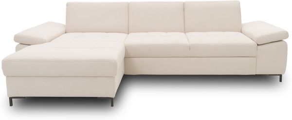 DOMO Collection Capelo FK, Ecksofa mit Schlaffunktion, mit Armlehnfunktion, Federkern, Microfaser creme, 160 x 297 cm