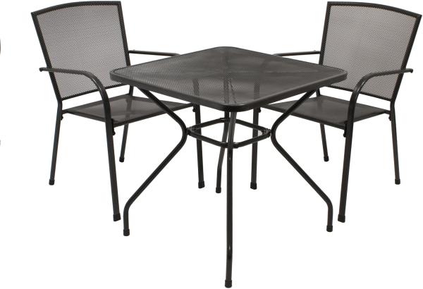 Garnitur CLASSIC 3-teilig, Streckmetall anthrazit (Tisch 70x70 cm)