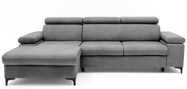 Muffo Ecksofa Ecke mit verstellbaren Kopfteilen MAVIC, Verstellbare Kopfstützen, verstellbare Armlehnen, Einfache Form, Schlaffunktion, Bettzeugbehälter