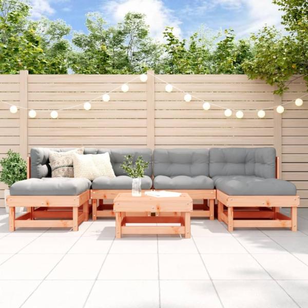 vidaXL 7-tlg. Garten-Lounge-Set mit Kissen Massivholz Douglasie 3185946
