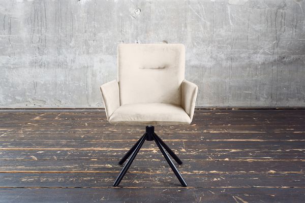 KAWOLA Esszimmerstuhl KYRA Drehstuhl Velvet cremeweiß 88 x 61 x 64 cm