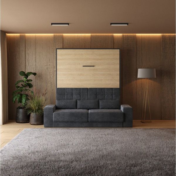 SMARTBett Schrankbett SMARTBett Schrankbett M1 180x200 Vertikal inkl. Anthrazit SOFA (Schrankbett, 2-St, Schrankbett+ Sofa)