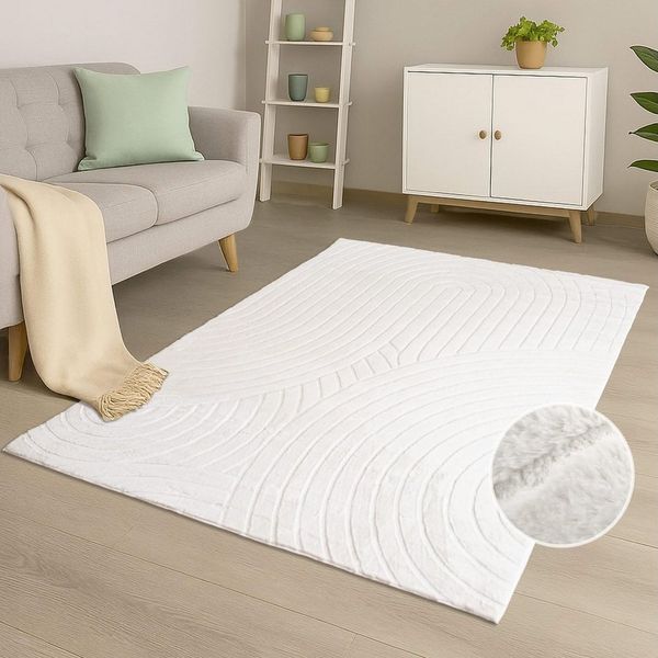 Carpet City Teppich WAVES 501, rechteckig, Höhe: 12 mm, Kurzflor, Hochtief-Muster/ 3D-Effekt, Uni, Wohnzimmer, Schlafzimmer