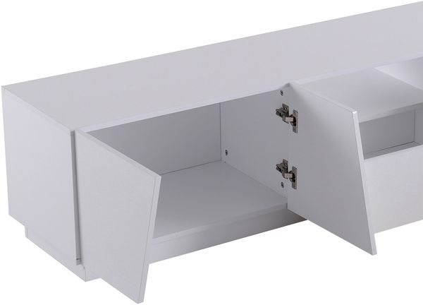 TV-Lowboard Weiß mit Glanzfront, modernes MDF TV-Schrank 170 cm, viel Stauraum, 4 Türen & 2 offene Fächer, Wohnzimmerboard Bild 10