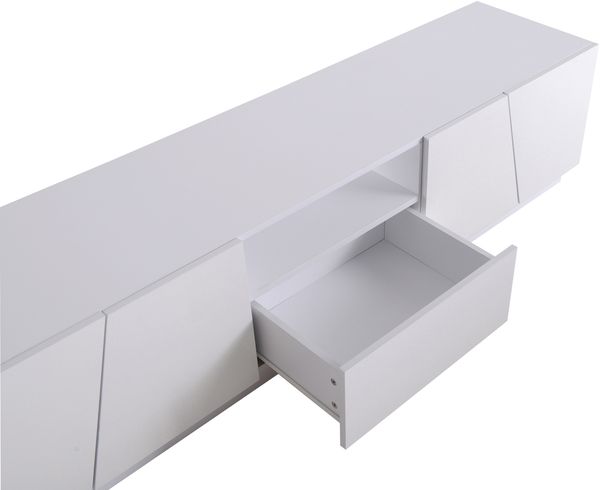 TV-Lowboard Weiß mit Glanzfront, modernes MDF TV-Schrank 170 cm, viel Stauraum, 4 Türen & 2 offene Fächer, Wohnzimmerboard Bild 9
