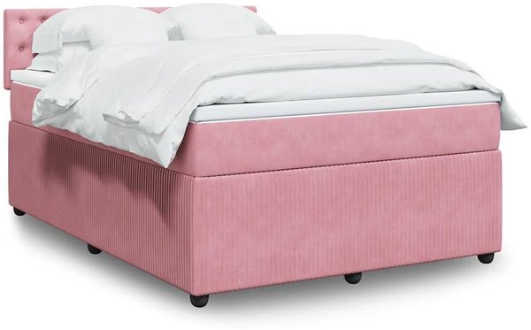 vidaXL Boxspringbett mit Matratze Rosa 160x200 cm Samt 3287799