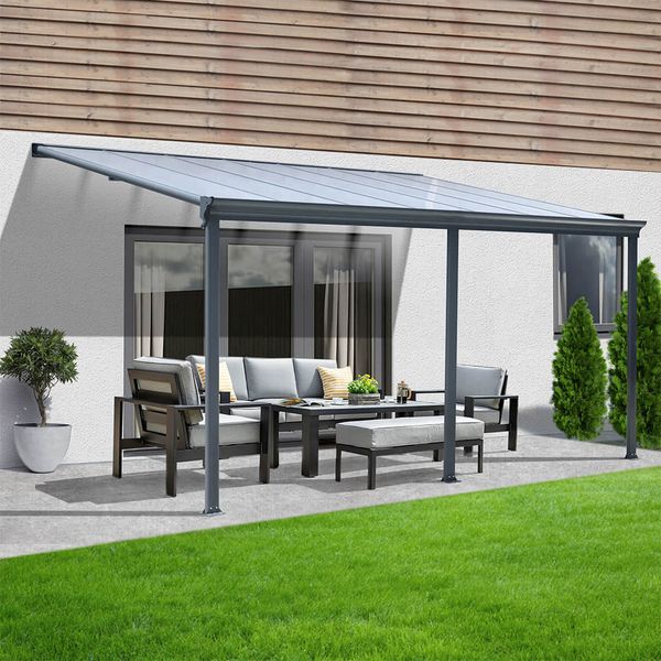 HOME DELUXE 'SOLIS' Terrassenüberdachung, 557 x 303 x 226/278cm, grau