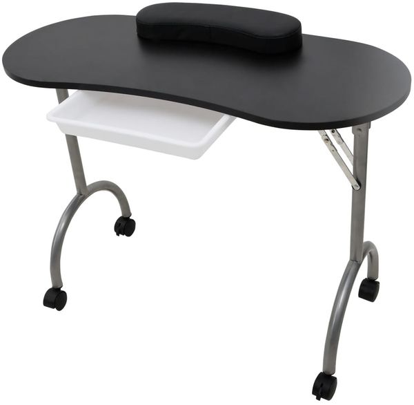 Klappbarer Maniküre-Tisch mit Rollen Schwarz 110123