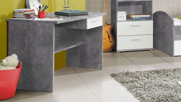 FORTE 'Lupo' Möbel 5-tlg. Jugendzimmer-Set betongrau/weiß