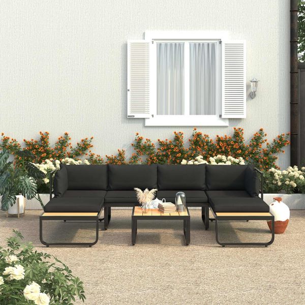 vidaXL 4-tlg. Garten-Ecksofa-Set mit Auflagen Aluminium und WPC 48654