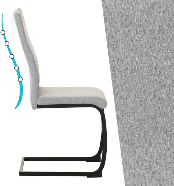 ALBATROS Freischwinger Stuhl TURANO 4er Set, Grau - Esszimmerstuhl Schwingstuhl mit Modernem Design, Stoff-Bezug, Dicke Polsterung - Küchenstuhl, Polster-Stuhl Esszimmer, Esstisch Stuhl Bild 6