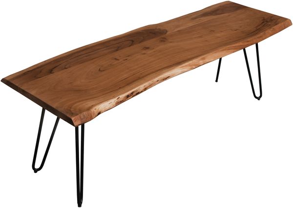 Sitzbank Baumkante 140 cm nussbaum massiv Akazie Hairpin-Gestell schwarz 92369119