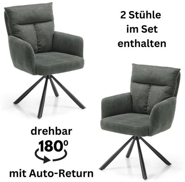 SOFIA Esszimmerstühle 2er Set mit schwarzem Metallgestell und Microfaser Bezug, Grau - Bequeme Stühle für Esszimmer & Wohnzimmer - 60 x 93 x 67 cm (B/H/T)