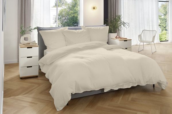 Primera Halbleinen Sommer Bettwäsche 155x220 beige leinen uni 183001-719