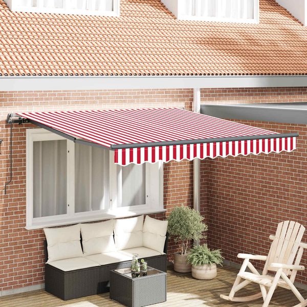 vidaXL Ausziehbare Markise Rot und Weiß 350 x 250 cm 3330271