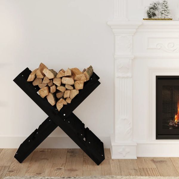 vidaXL Kaminholzhalter Schwarz 47x39,5x48 cm Massivholz Kiefer 822451