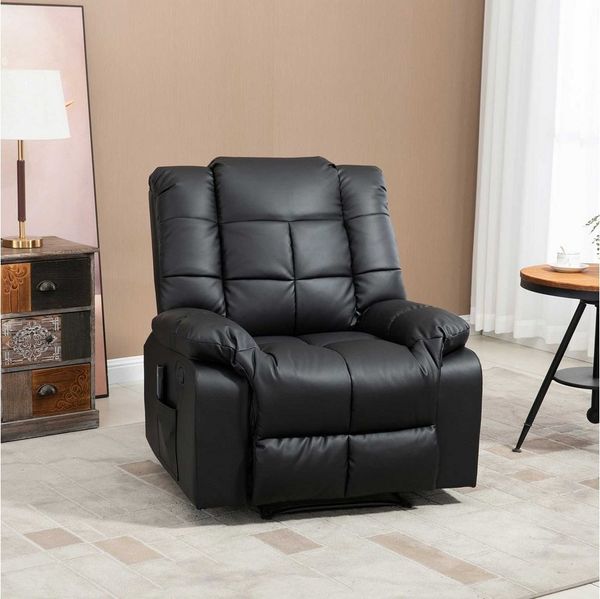 HOMCOM Massagesessel Fernsehsessel Elektrisch Relaxsessel mit Massagefunktion Kunstleder Holz Stahl Schaumstoff Schwarz 94 x 99 x 99 cm