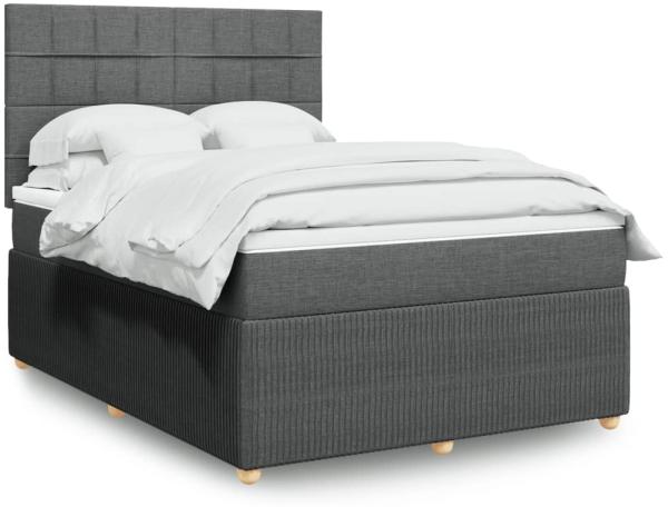 vidaXL Boxspringbett mit Matratze Dunkelgrau 160x200 cm Stoff 3292108