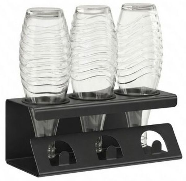 SONGMICS Flaschenhalter, für 3 Flaschen, Abtropfgestell flaschen, Stahl, schwarz