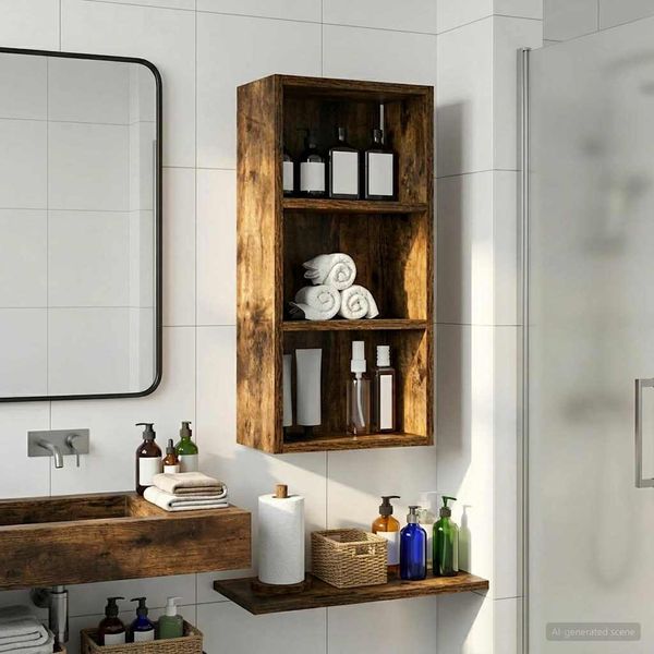 vidaXL Badezimmer-Wandschrank Geräucherte Eiche 30 x 16 x 62,5 cm 889339