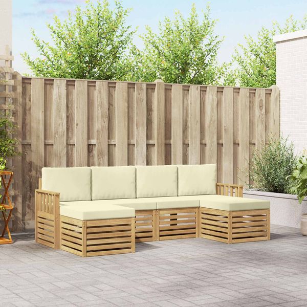 vidaXL Outdoor-Sofagarnitur 6 pcs Weiß und Creme 249 x 122,5 x 73 cm 3392265