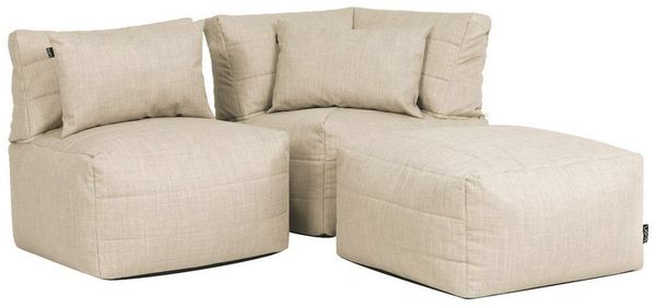 Icon Noa Modular Sofa für Erwachsene, Beige, Webstoff für Drinnen und Draußen, 3 Sitzer Ecksofa, Bequemer Sitzsack Sofa mit Füllung, Garten, Terrasse, Lounge, Wohnzimmer
