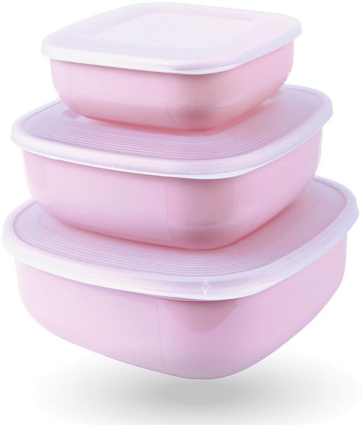 Frischhaltedosen mit Deckel 3er Set ( 500ml - 1,5L ) "Rosa" - Vorratsdosen, mikrowellen- und spülmaschinenfest, gefriertauglich, Lebensmittelbehälter