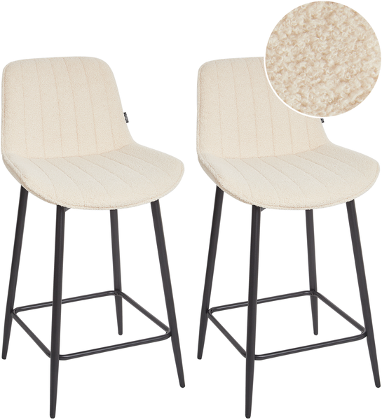 Set mit 2 Barstühlen DUBROVNIK Bouclé Hellbeige