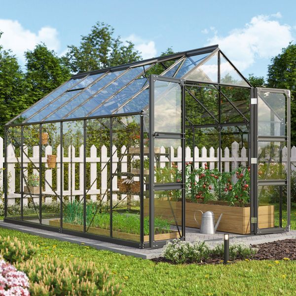 Vitavia Gewächshaus "Domus 9900", schwarz, 9,9 m²,3 mm ESG
