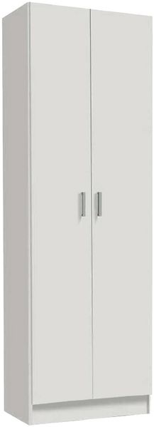 Dmora 2-türiger Mehrzweckschrank Aragorn, Zusatzschrank, Schuhregal mit 3 Regalen, modernes hohes Schuhregal, 59 x 37 x 180 cm, Weiß