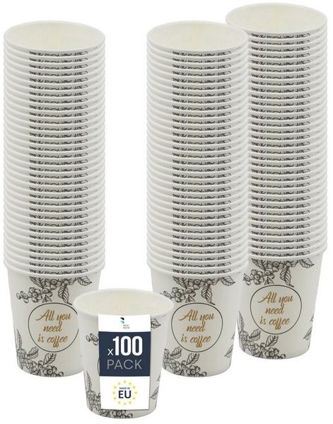 BENBOW Einwegbecher BenBow Kaffeebecher - 180 ml/250 ml/300 ml/400 ml - Einwegbecher, 100-tlg, Beschichteter Karton, BenBow Kaffeebecher 300 ml x 100