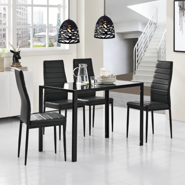 Essgruppe Bergen (Set, 5-tlg) 105x60x75 cm schwarz [en. casa]