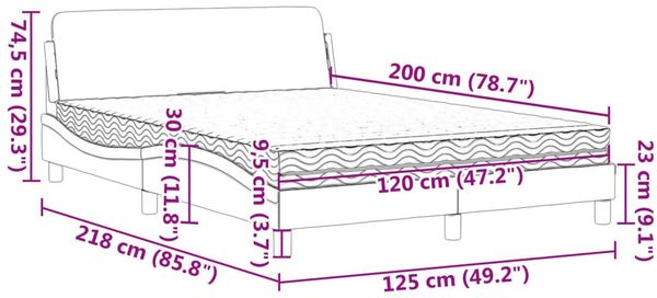 vidaXL Bett mit Matratze "Dover" Weiß und Schwarz 120x200 cm Kunstleder 3208383 Bild 10