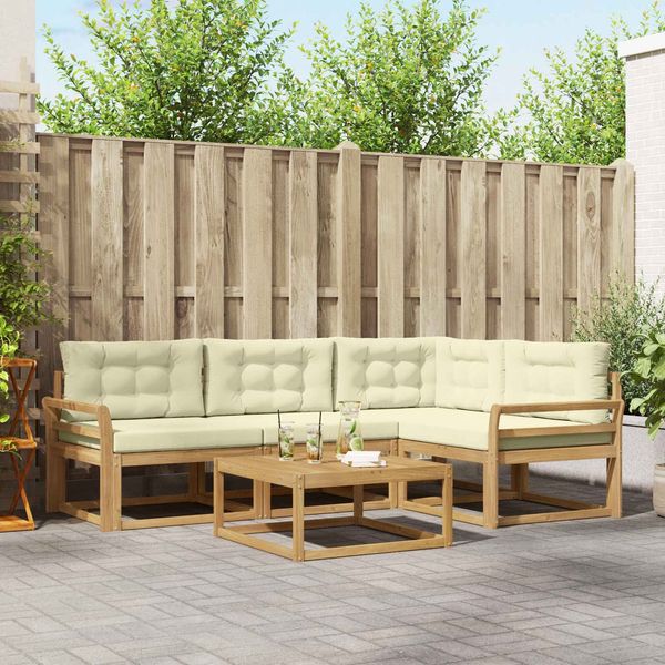 vidaXL Outdoor-Sofagarnitur 5 pcs Weiß und Creme 79 x 79 x 37 cm 3386409
