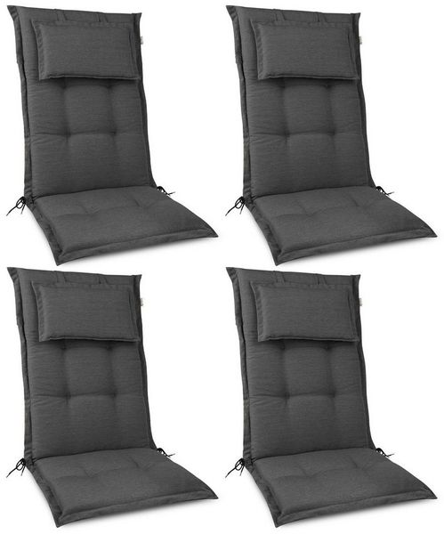Beautissu 4er Set Hochlehner Auflage HighLux HL 120 x 50 x 7 cm Anthrazit