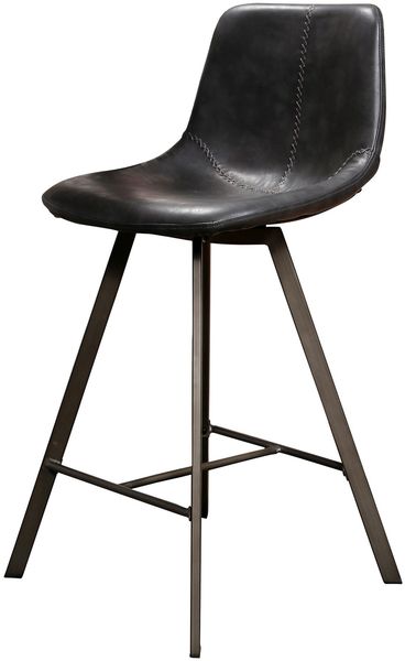 Barhocker 4er-Set Edeostol, Kunstleder mit Lehne, klassisch, Schwarz, gepolstert, Metallgestell