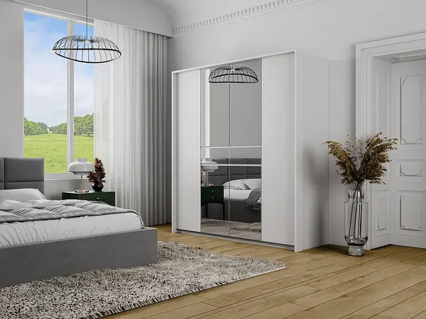 Vente-unique - ZADIA Wardrobe and walk-in wardrobe Holz, Platte Weiß - B 65 cm x H 217 cm x L 200 cm
