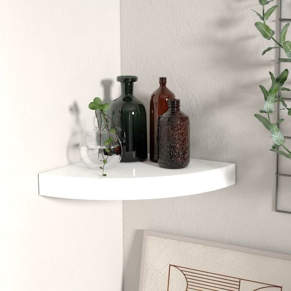 vidaXL Schwebendes Eckregal Hochglanz-Weiß 25x25x3,8 cm MDF 323886
