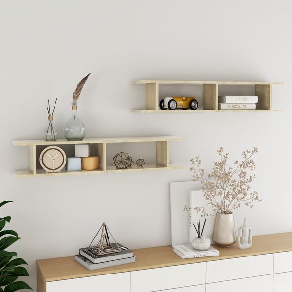 vidaXL Wandregale 2 Stk. Sonoma-Eiche 105x18x20 cm Holzwerkstoff 807208