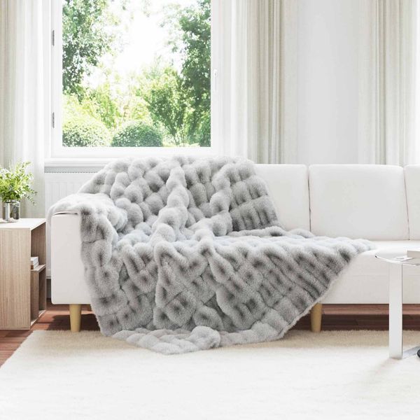 vidaXL Rutschfeste Decke aus Kunstkaninchenfell Olite Grau Polyester 42021810