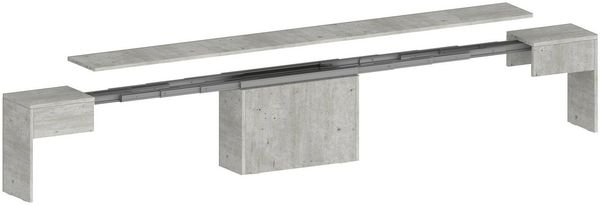Dmora Bank Yutu, Sitzfläche für Esstisch, Einzelne ausziehbare Bank, 290x25x45 cm, Zement