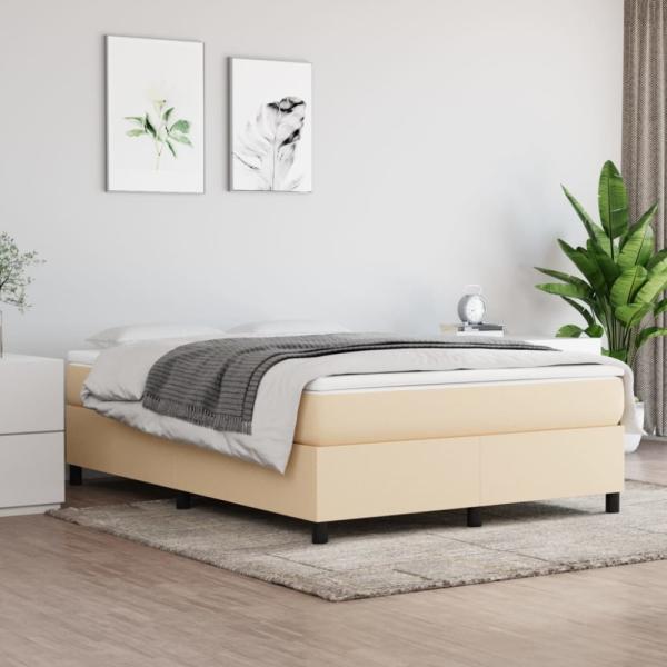 vidaXL Boxspringbett mit Matratze Creme 140x190 cm Stoff, Härtegrad: H2 [3144420]