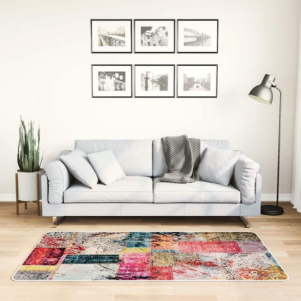 vidaXL Teppich Waschbar Patchwork 80x150 cm Mehrfarbig 337964