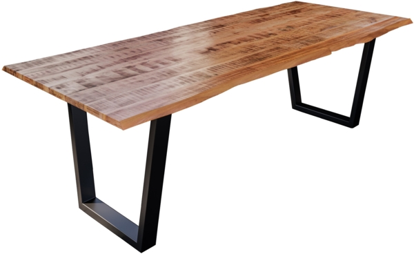 Esstisch Baumkante Massiv Mango naturfarben 280 x 100 schwarz V-Gestell DORA 83795418