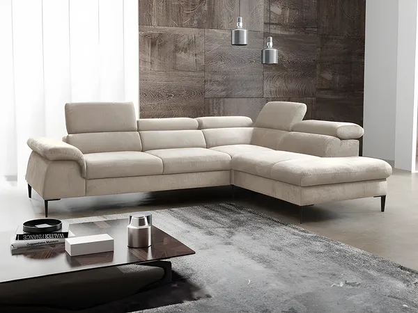 Vente-unique - SEPINA Sofa SamtStoff Beige - B 214 cm x H 75 cm x L 280 cm