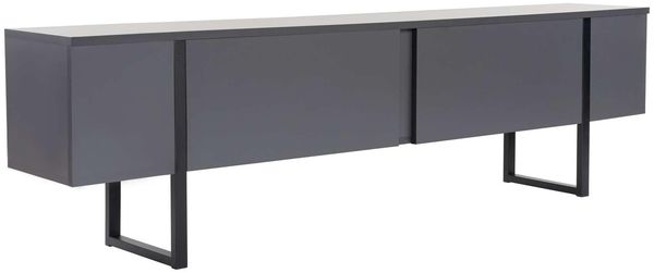 Modern TV Stand, Anthracite & Black, 180 x 50 x 30 cm | 100% Melamine Coated Particle Board, 18 mm Thickness | Stylish Industrial Design for Living Room & Entertainment Spaces