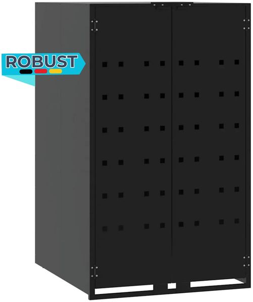 Mülltonnenbox GORILO für 1 Tonne Schwarz 69x79x117 cm Stahl | Mülltonnenverkleidung 1er Mülltonnenhaus