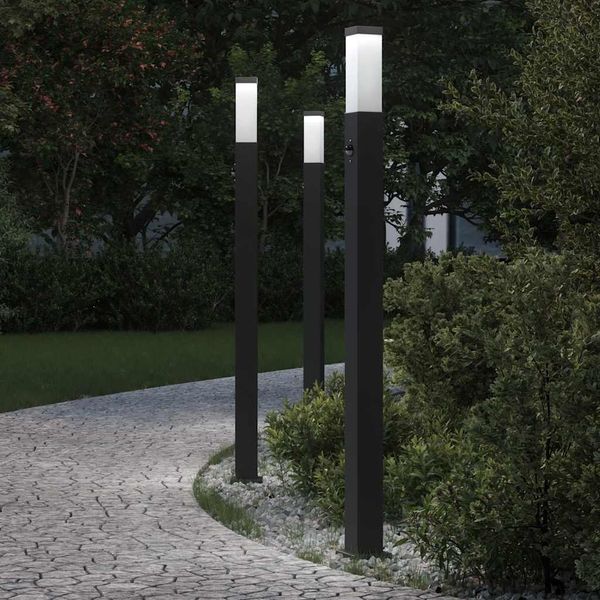 vidaXL Pollerleuchten mit Sensor 3 Stk. 110 cm Schwarz IP44 4006082